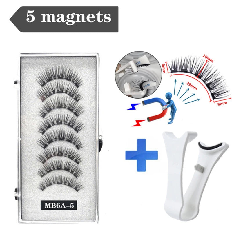 3d Cílios Postiços Magnéticos Reutilizáveis À Prova D'Água Natural Longa Duração