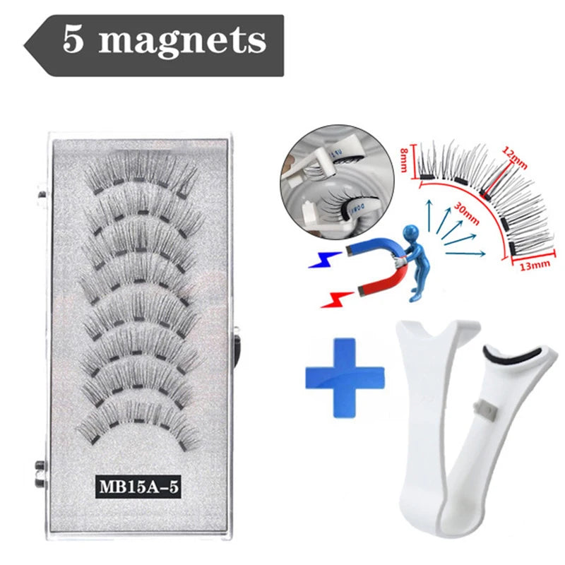 3d Cílios Postiços Magnéticos Reutilizáveis À Prova D'Água Natural Longa Duração