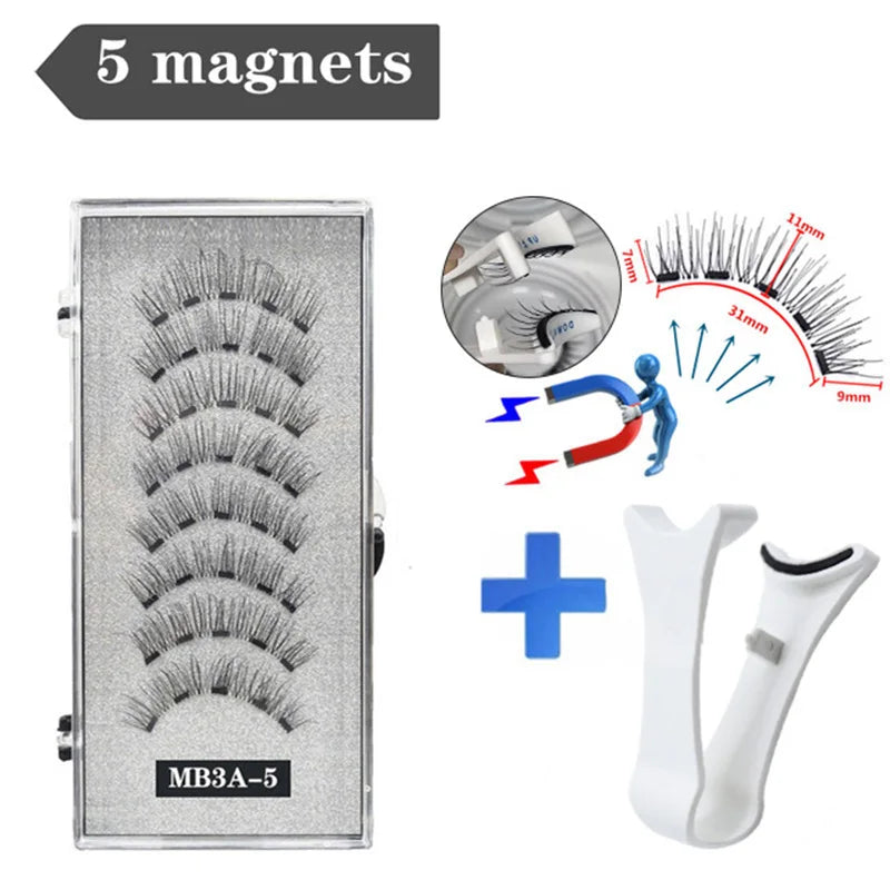 3d Cílios Postiços Magnéticos Reutilizáveis À Prova D'Água Natural Longa Duração