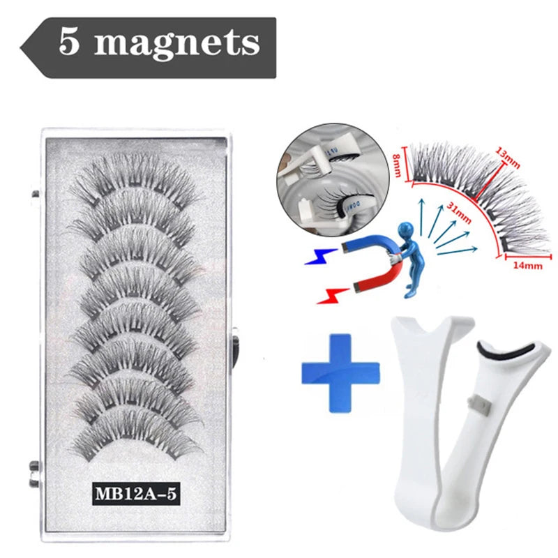 3d Cílios Postiços Magnéticos Reutilizáveis À Prova D'Água Natural Longa Duração